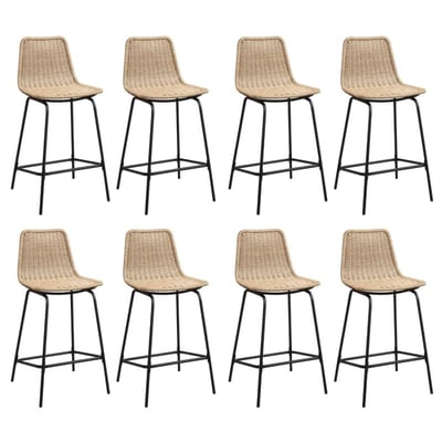Lot de tabourets d'ilot et bar en métal et assise en rotin 65cm BALI|Lot de 8 | Lot de 8 MOB IN