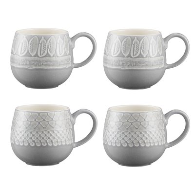 Set of 4 Grey Stoneware Mugs MASON CASH
