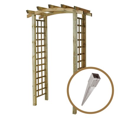Arche de jardin Jasmin en arc + 4 supports poteaux à enfoncer CEMONJARDIN