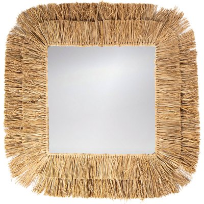 Miroir carré en raphia naturel ambiance bohème élégante RECOLLECTION