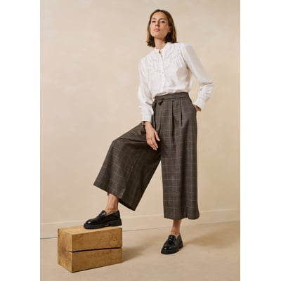 Pantalon jupe culotte 7/8ème à carreaux LA FEE MARABOUTEE