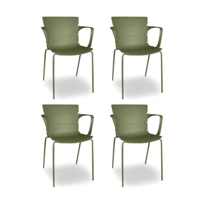 Lot de 4 fauteuils de table de jardin en polypropylène et métal, MONTAUK NOW'S HOME