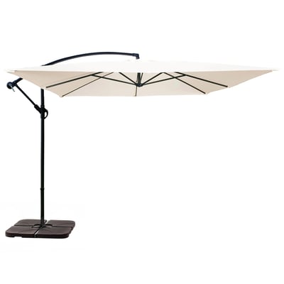 Parasol déporté 3 x 3 m et 4 dalles à lester remplissable, GENOVA OVIALA