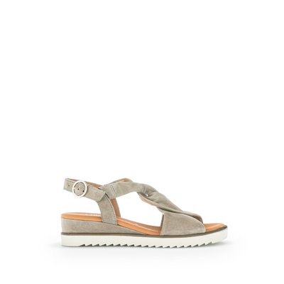 Sandales en cuir velours à talon compensé GABOR