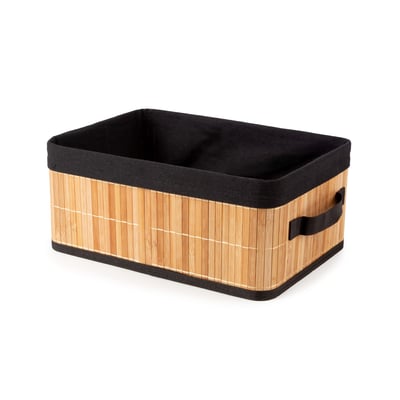 COMPACTOR - Panier de rangement pliable en bambou - 35 x 25 x H.15 cm - Noir COMPACTOR
