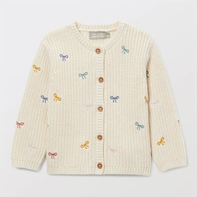 Cardigan tricot brodé en coton BOUT'CHOU