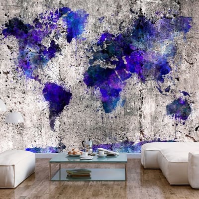 Papier peint intissé panoramique Carte du monde World Map: Ink Blots EDEN