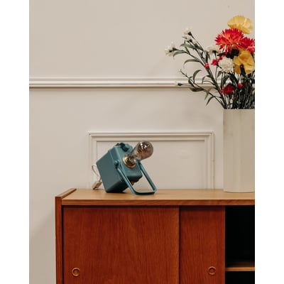 Lampe industrielle bleue ciel Julia N°924 - Bon état DEBONGOUT