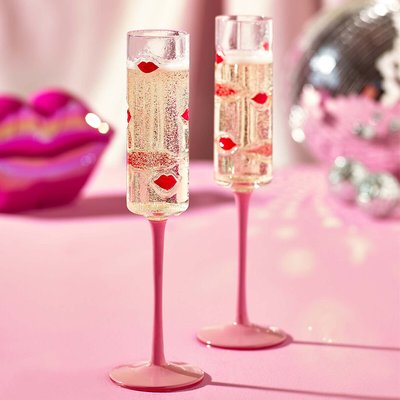 Set of 2 With Love Lips Champagne Flute Glasses ELEANOR BOWMER