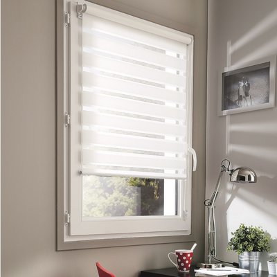 Lot de 2 stores jour nuit sans percer h160cm MADECOSTORE
