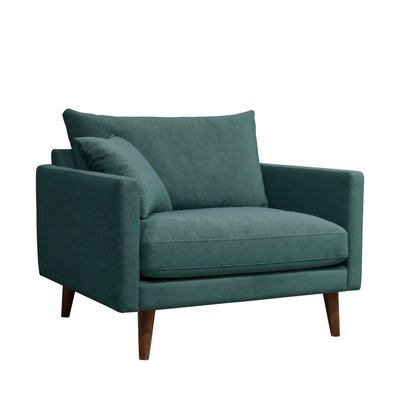 Fauteuil XL en velours pieds bois foncé - VILLABON DRAWER