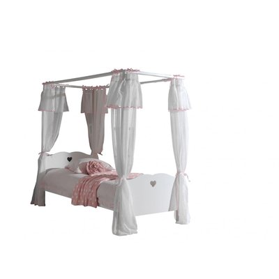 AMORI Lit simple à baldaquin  laqué + rideau de lit VIPACK