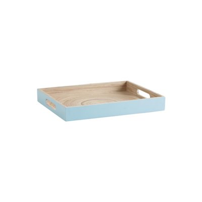 Plateau rectangulaire en bambou laqué bleu Rectangulaire AUBRY GASPARD