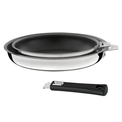 Série de 2 poêles 20/24cm revêtement céramique avec poignée noire - MALICE CUISINOX