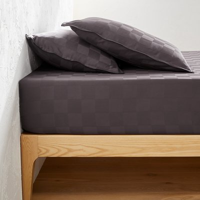 Drap-housse satin de coton lavé, Victor damier LA REDOUTE INTERIEURS