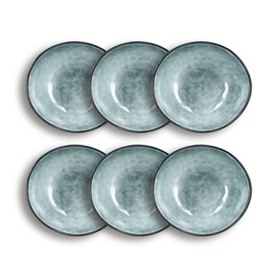 Lot de 6 assiettes creuses en grès 21cm, ARONAL OGO LIVING