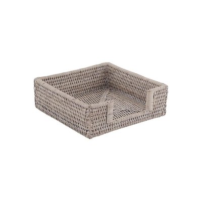 Porte-serviettes en rotin patiné blanc 20 x 20 AUBRY GASPARD