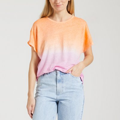 Hamerik Linen T-Shirt in Tie Dye Print with Short Sleeves DES PETITS HAUTS