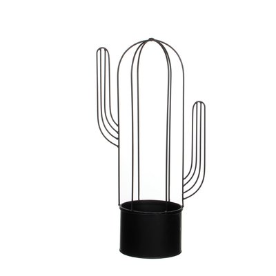 Pot forme Cactus en métal noir 23x13x44cm PIER IMPORT