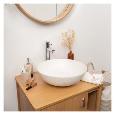 Vasque à poser ronde en céramique effet marbre beige 39,5cm ROMA MOB IN