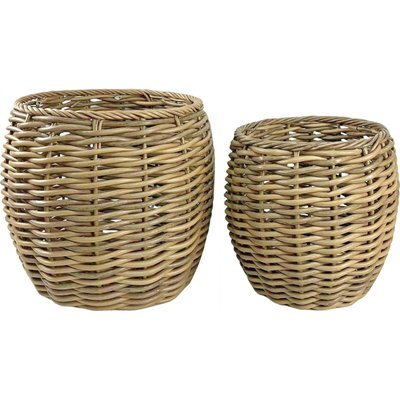 cache-pot effet rotin naturel en résine pour intérieur et extérieur RECOLLECTION