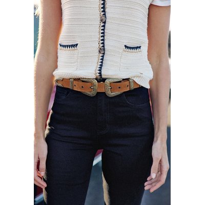 Ceinture en cuir à double boucle, ASSIA LA PETITE ETOILE
