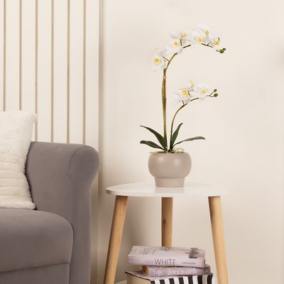 51cm Artificial White Phalaenopsis Orchid in Pot SO'HOME