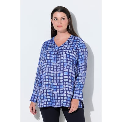 Blouse en satin à carreaux, pli fantaisie ULLA POPKEN