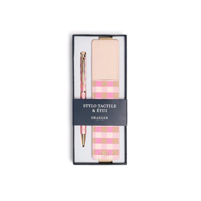Stylo Tactile avec Etui Office Chic - Vichy Taupe DRAEGER PARIS