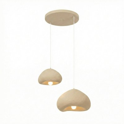 Suspension beige design organique 2 abat-jour 70 cm NOXIS PIER IMPORT