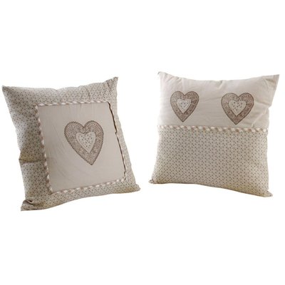 Coussins carrés coeur en coton et lin (Lot de 2) AUBRY GASPARD