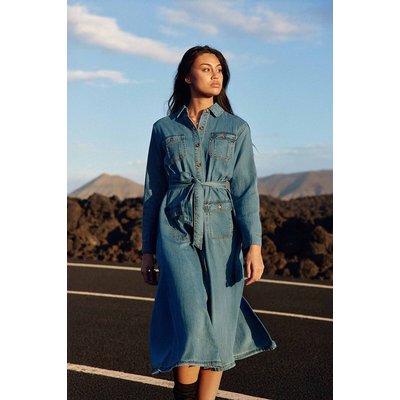 Chemisier media lunghezza in denim stone, RENLY LA PETITE ETOILE