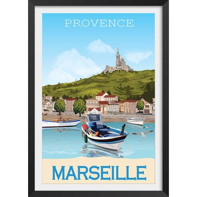 Affiche vintage le vieux port de marseille HEXOA