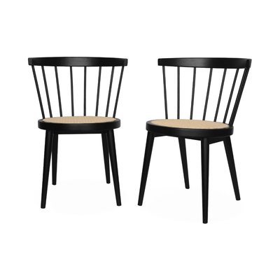 Chaise bohème bois d'hévéa et cannage (lot de 2) NORA SWEEEK