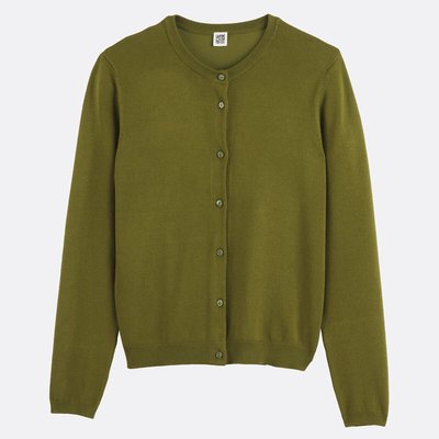 Cardigan boutonné, col rond, en fine maille LA REDOUTE COLLECTIONS
