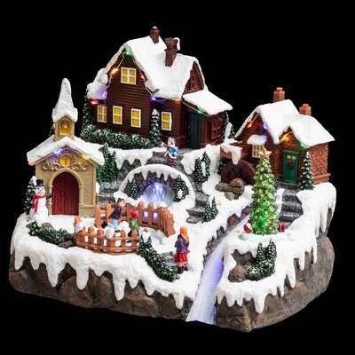 Village de Noël lac gelé animé musical 28 LED + transfo FEERIC LIGHTS & CHRISTMAS