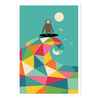 Affiche enfant surf session colorée HEXOA