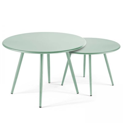 Lot de 2 tables basses gigognes de jardin en métal, PALAVAS OVIALA