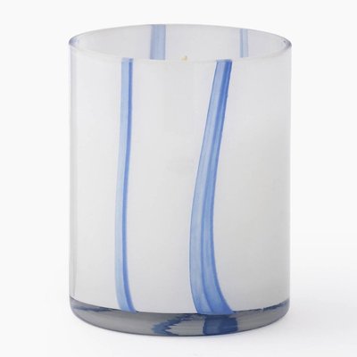Bougie avec lignes, 8X10cm dans pot en verre MONOPRIX