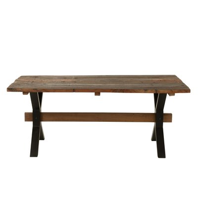 Table de ferme industriel en bois et pieds croisés métal L180 6 places - MARIE HELLIN, DEPUIS 1862