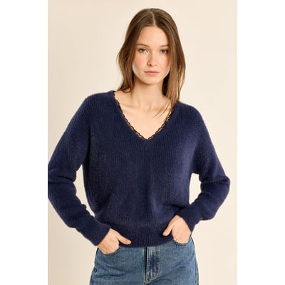 Pull col V avec détail dentelle MOLLY BRACKEN