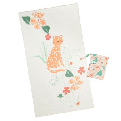 Serviette de bain bébé + pochette Fleur PETIT BEGUIN