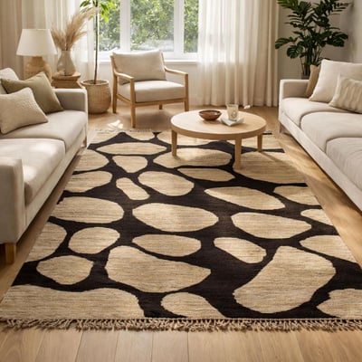 Tapis jute fait main motif rond DUSKIA UN AMOUR DE TAPIS
