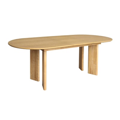 Table à manger oblongue extensible bois d'hévéa et placage chêne 6-8 places ALBANE SWEEEK
