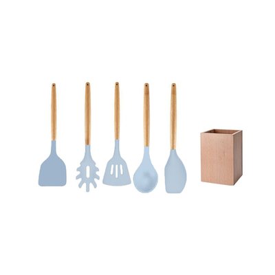 Set d'ustensiles de cuisine en bois avec pot de rangement FACKELMANN