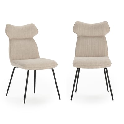 Lot de 2 chaises en tissu avec pieds en métal noir L47 cm - DARA CALICOSY