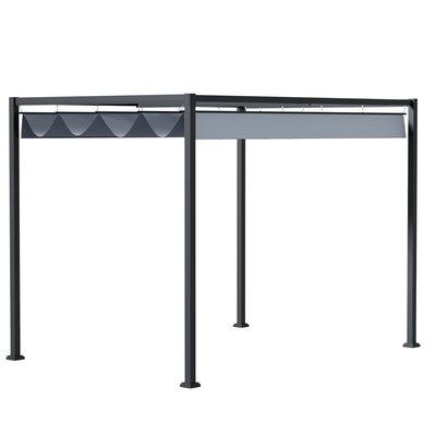 Pergola rétractable polyester haute densité métal époxy gris foncé OUTSUNNY
