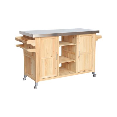 Cuisine extérieure bois de sapin 2 poignées 7 espaces de rangement L130cm LOTUS SWEEEK
