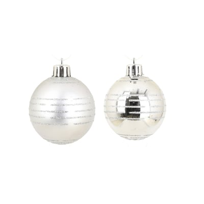 Set de 8 Boules de Noël Rayures Argent EDEN