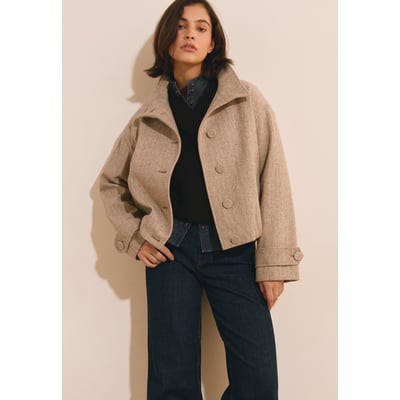 Manteau court avec laine à col montant MAHE CHX ETAM